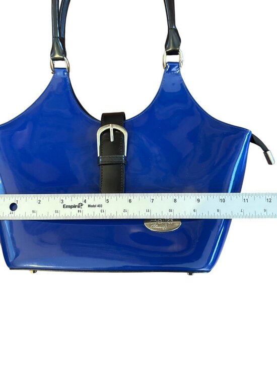 Beijo Classic Cobalt Blue Patent Leather Shoulder Bag Glossy  Beijo Classic Cobalt Blue Patent Leather Shoulder Bag Glossy Y2K Buckle Purse